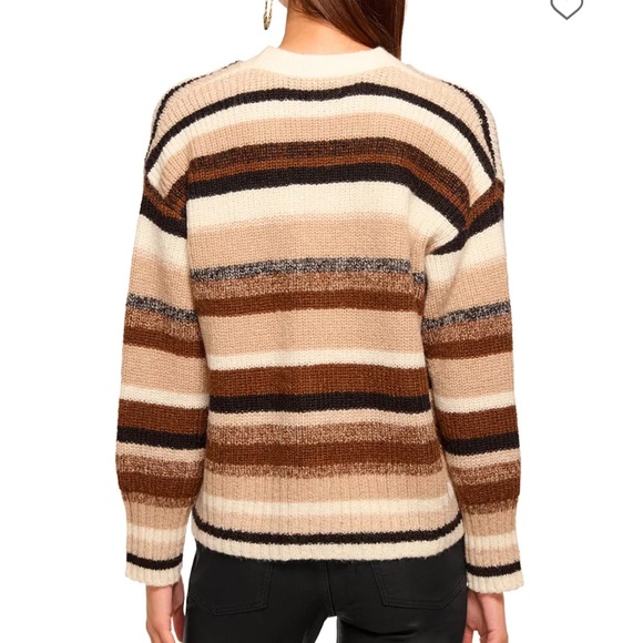 Ramy Brook Caroline striped V-Neck Cardigan sweater large - Picture 3 of 4